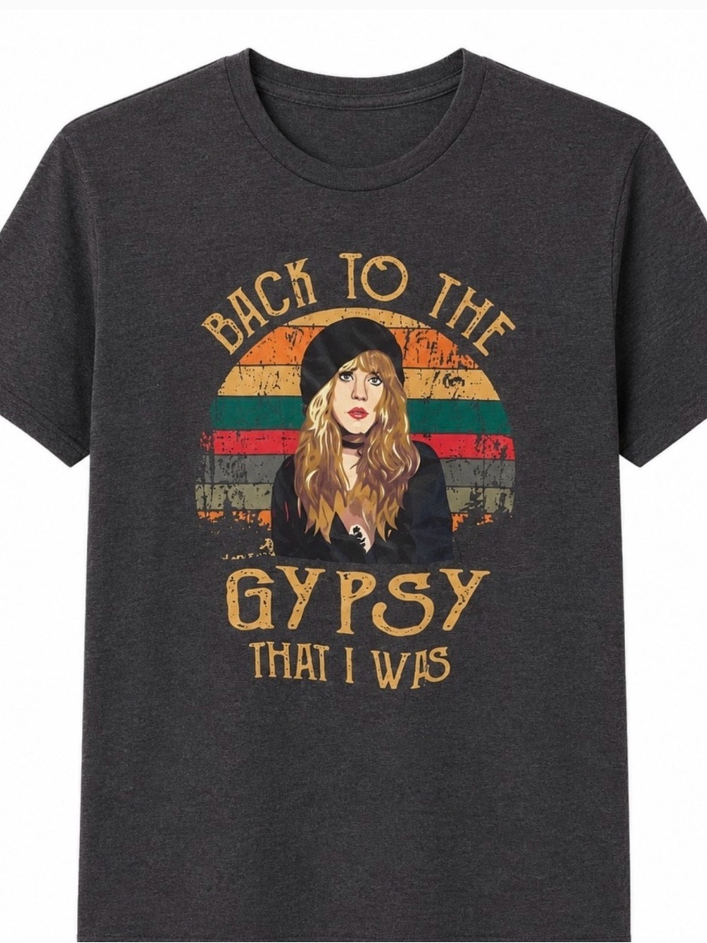 Back to the Gypsy That I Was Graphic Short Sleeve Tee - Charcoal